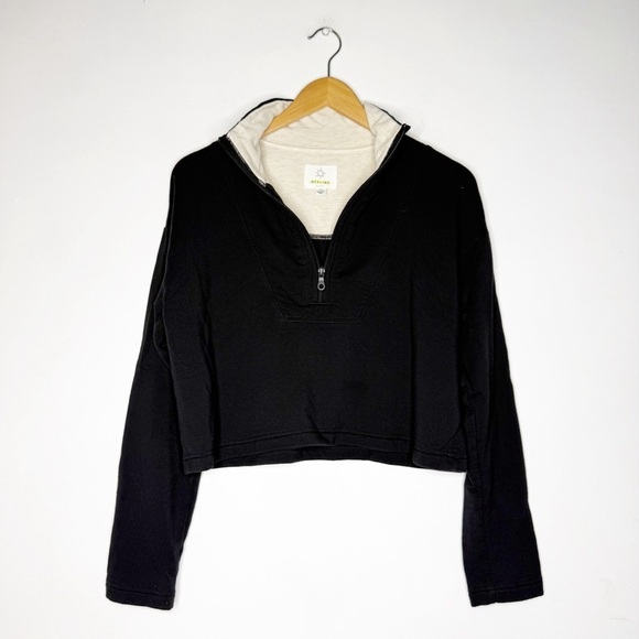 Aerie Black Cropped Half Zip-Up pullover Active American Eagle Size Small - Picture 1 of 4